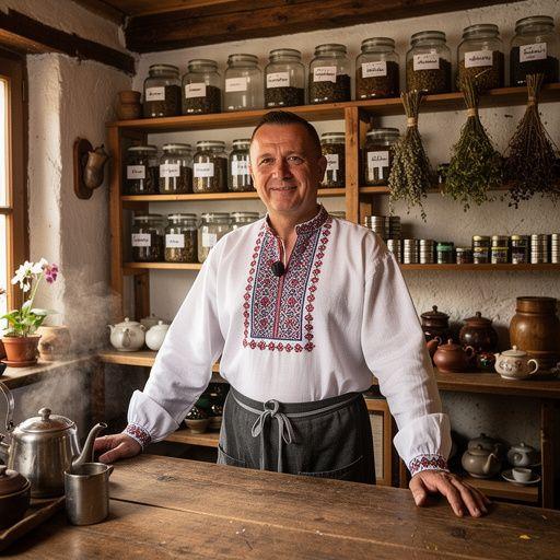Zelený čaj s aromatickými bylinkami, servírovaný v tradičnej keramickej šálke.